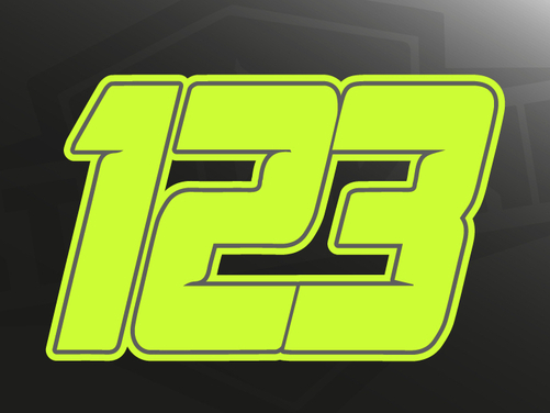 3 X Custom Race Numbers Vinyl Stickers/Decals - Fluorescent Day-Glo Neon Yellow