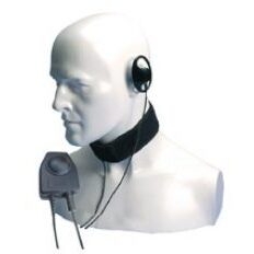 CXR16/DX D' shaped earpiece, throat microphone with large in-line PTT