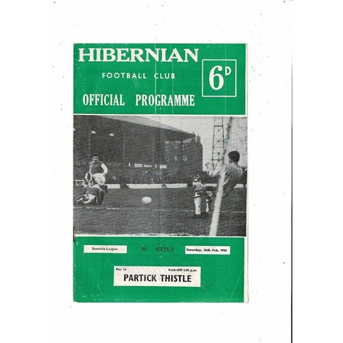 1965/66 Hibernian v Partick Thistle Football Programme