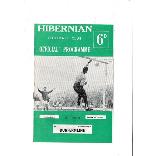 1966/67 Hibernian v Dunfermline Football Programme