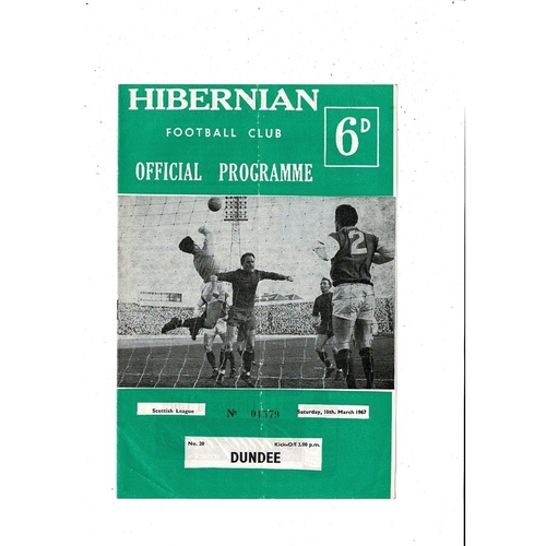 1966/67 Hibernian v Dundee Football Programme