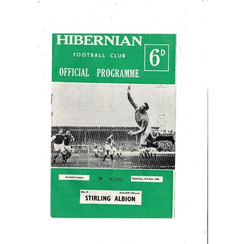 1966/67 Hibernian v Stirling Albion Football Programme