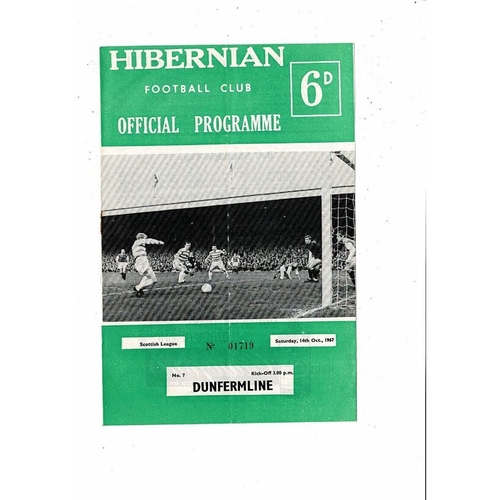 1967/68 Hibernian v Dunfermline Football Programme