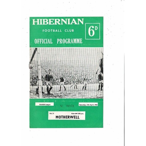 1967/68 Hibernian v Motherwell Football Programme