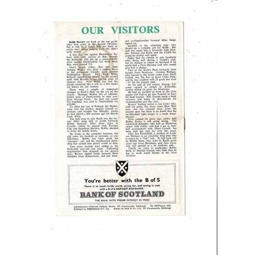 1967/68 Hibernian v Raith Rovers Football Programme