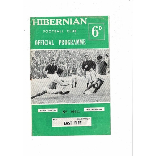 1968/69 Hibernian v East Fife League Cup Football Programme
