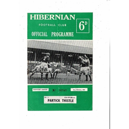 1968/69 Hibernian v Partick Thistle Football Programme