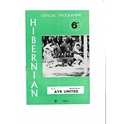 1969/70 Hibernian v Ayr United Football Programme