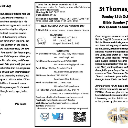Pew Sheet | The Parish of St Thomas, Exeter