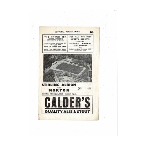 1962/63 Stirling Albion v Morton Scottish League Cup Football Programme