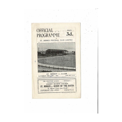 1962/63 St Mirren v Clyde Football Programme