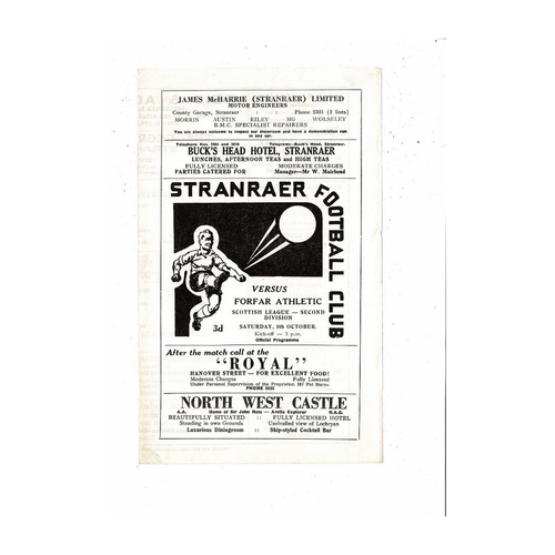 1966/67 Stranraer v Forfar Football Programme