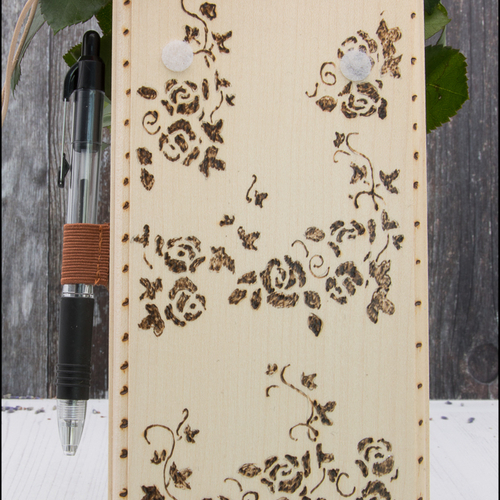 Pyrography flowers Notepad Holder
