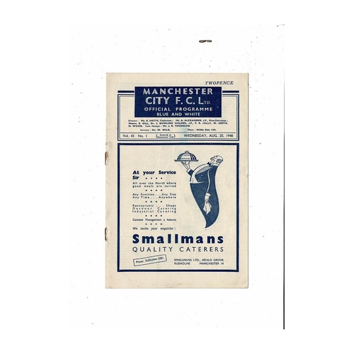 1948/49 Manchester City v Preston Football Programme