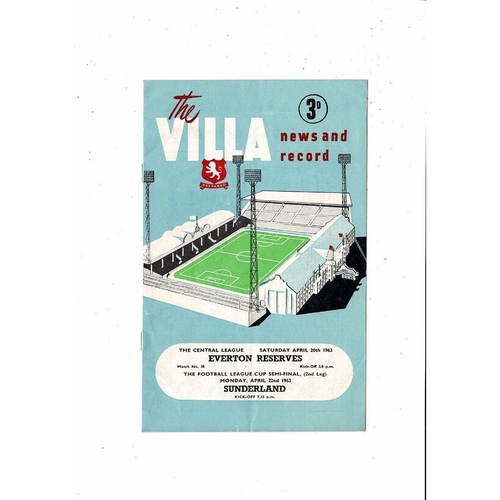 1962/63 Aston Villa v Sunderland League Cup Semi Final Football Programme