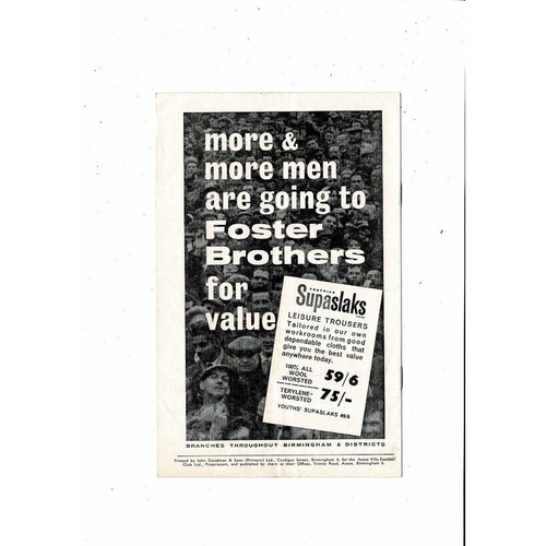 1962/63 Aston Villa v Sunderland League Cup Semi Final Football Programme