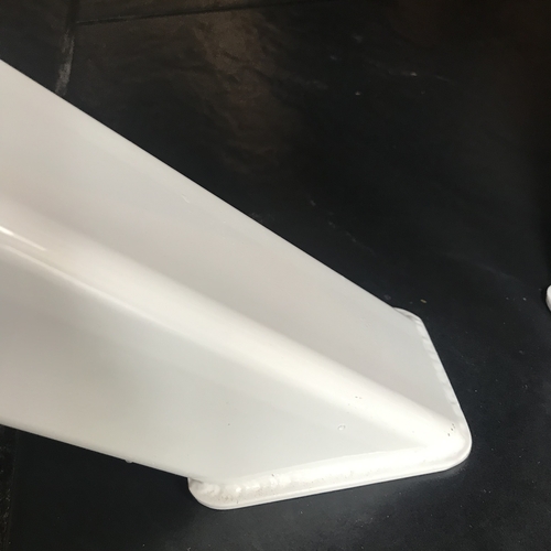 White metal cross leg table and bench