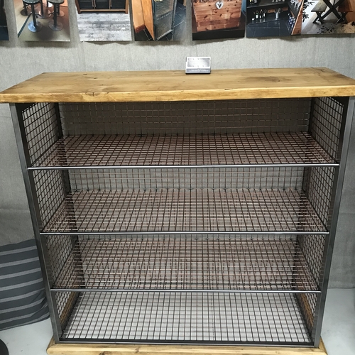 Bespoke industrial mesh shelving unit