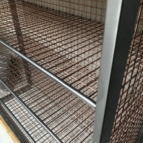 Bespoke industrial mesh shelving unit