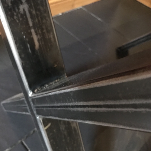 Small rustic cross leg kitchen table and matching bench