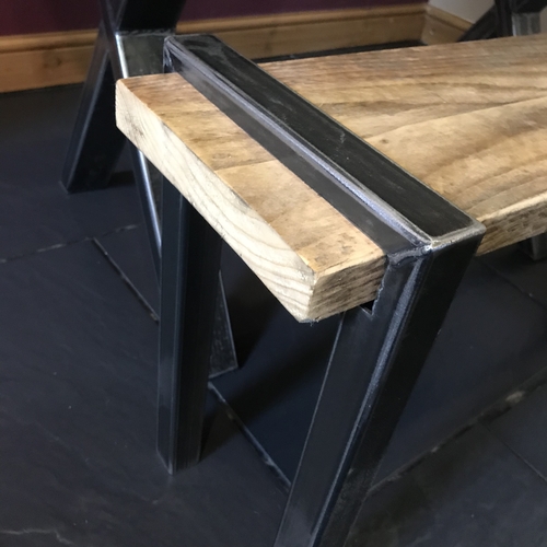 Small rustic cross leg kitchen table and matching bench