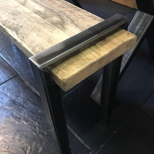 Small rustic cross leg kitchen table and matching bench