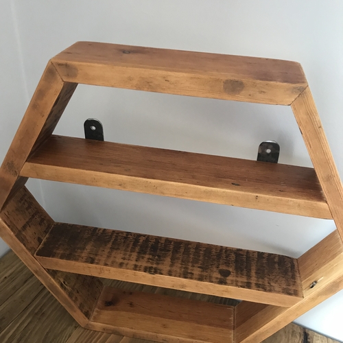 Hexagon rustic shelving system