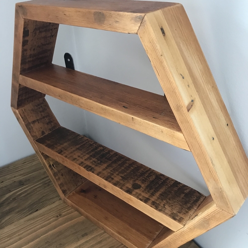 Hexagon rustic shelving system