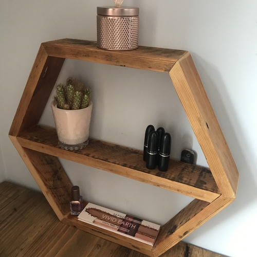 Hexagon rustic shelving system