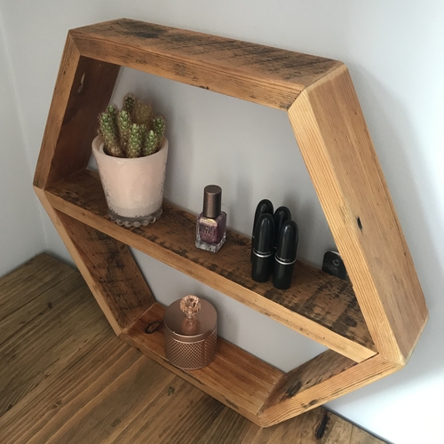 Hexagon rustic shelving system