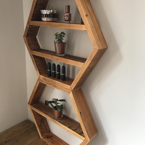 Hexagon rustic shelving system