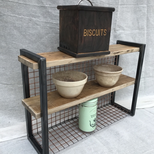 Industrial mini shelves with mesh backing