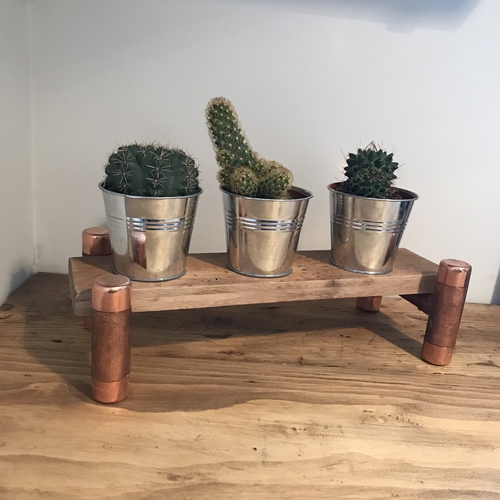 Reclaimed wood and copper pipe plant stand