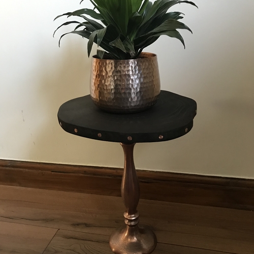 Black and rose gold upcycled stand/small table