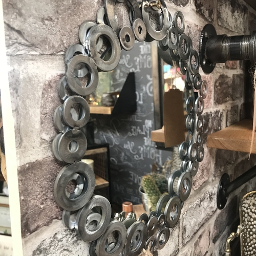 Metal washer mirror