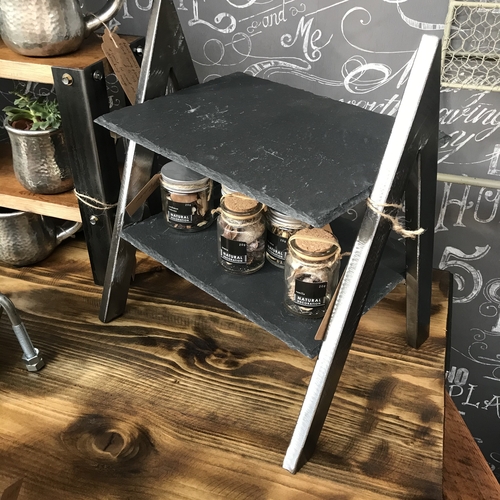 Small metal and slate stand