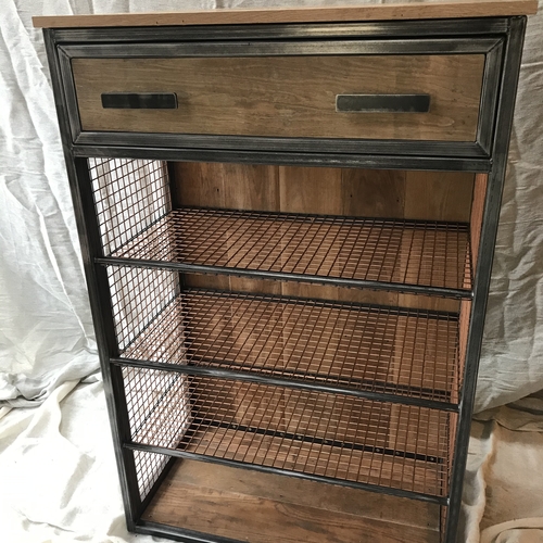 Mesh shelving unit with top drawer