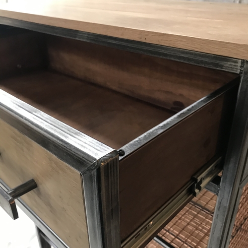 Mesh shelving unit with top drawer