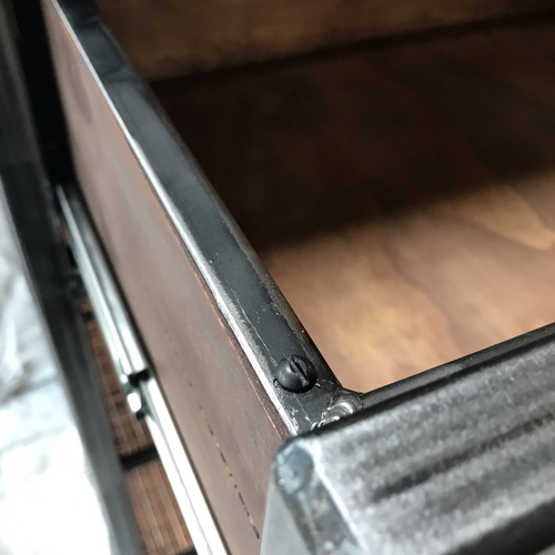 Mesh shelving unit with top drawer