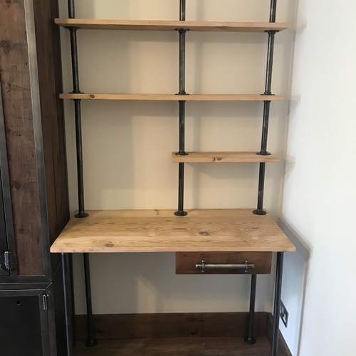 Bespoke industrial desk with shelves