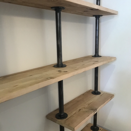Bespoke industrial desk with shelves