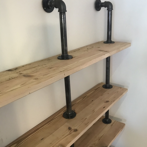 Bespoke industrial desk with shelves