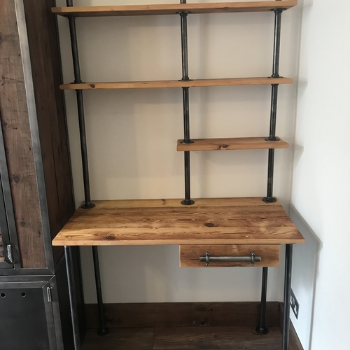 Bespoke industrial desk with shelves