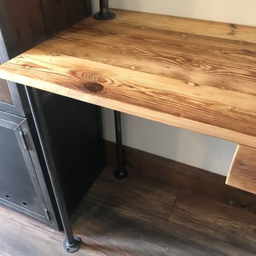 Bespoke industrial desk with shelves