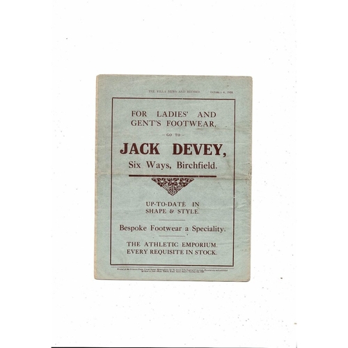 1924/25 Aston Villa v Huddersfield Town Football Programme