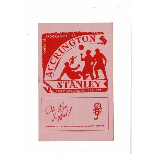 1951/52 Accrington Stanley v Hartlepool United Football Programme