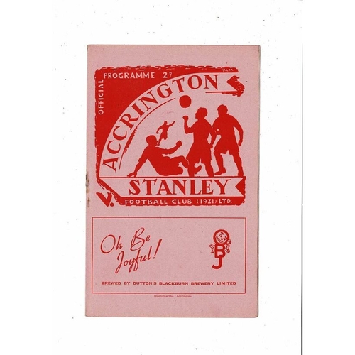 1951/52 Accrington Stanley v Lincoln City Football Programme