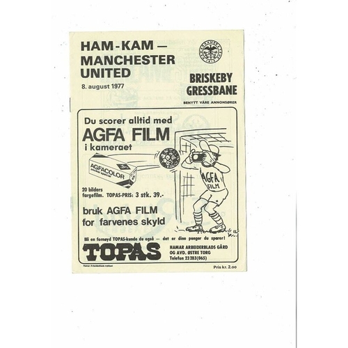 HAM - KAM v Manchester United Friendly Football Programme 1977/78