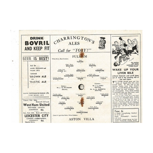 1937/38 Fulham v Aston Villa Football Programme