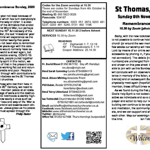 Pew Sheet | The Parish of St Thomas, Exeter